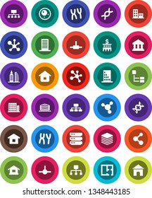 White Solid Icon Set- molecule vector, bank, building, hierarchy, dna, chromosomes, ovule, connect, big data, plan, apartments, office, home