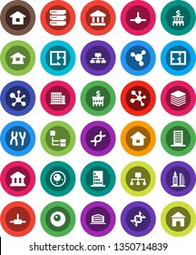White Solid Icon Set- molecule vector, bank, building, hierarchy, dna, chromosomes, ovule, connect, big data, plan, apartments, office, home