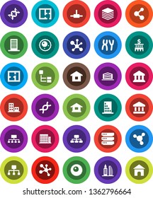 White Solid Icon Set- molecule vector, bank, building, hierarchy, dna, chromosomes, ovule, connect, big data, plan, apartments, office, home