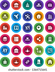 White Solid Icon Set- molecule vector, bank, building, hierarchy, dna, chromosomes, ovule, connect, big data, plan, apartments, office, home