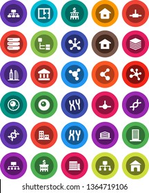 White Solid Icon Set- molecule vector, bank, building, hierarchy, dna, chromosomes, ovule, connect, big data, plan, apartments, office, home