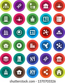 White Solid Icon Set- molecule vector, bank, building, hierarchy, dna, chromosomes, ovule, connect, big data, plan, apartments, office, home