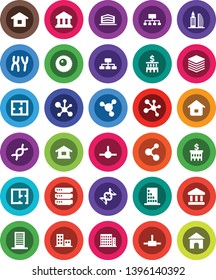 White Solid Icon Set- molecule vector, bank, building, hierarchy, dna, chromosomes, ovule, connect, big data, plan, apartments, office, home