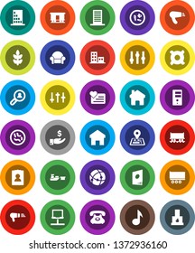 White Solid Icon Set- music vector, investment, personal information, any currency, cereals, heart monitor, navigator, Railway carriage, phone, truck trailer, port, settings, microbs, connection