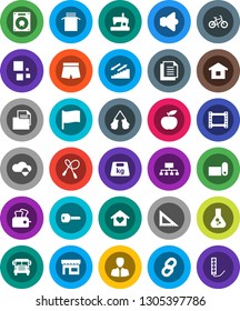 White Solid Icon Set- pasta vector, corner ruler, school bus, flag, flask, manager, hierarchy, diet, bike, jump rope, boxing glove, shorts, stairways run, fitness mat, document, weight, film frame