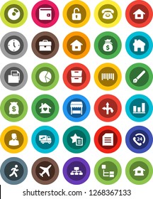 White Solid Icon Set- pen vector, document, archive, graph, pie, wallet, money bag, case, clock, hierarchy, run, route, plane, phone 24, barcode, home, favorites, house, relocation truck, love