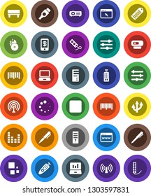 White Solid Icon Set- Pen Vector, Laptop Graph, Barcode, Music Hit, Antenna, Equalizer, Remote Control, Forward Button, Hdmi, Browser, Bench, Loading, Route Arrow, Wireless, Tap Pay, Computer