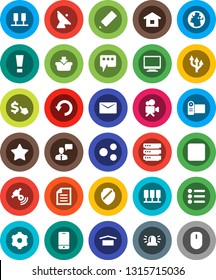 White Solid Icon Set- pencil vector, document, dollar cursor, earth, dry cargo, satellite antenna, satellitie, video camera, mobile phone, speaking man, favorites, forward button, server, big data