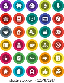 White Solid Icon Set- plates vector, kettle, measuring cup, cookbook, steak, pen, university, medal, dollar growth, arrow up, monitor, calendar, cereals, no smoking, port, protected, finger, mortar