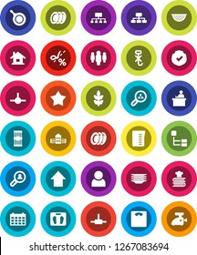 White Solid Icon Set- plates vector, pan, colander, measuring cup, cookbook, pasta, school building, student, man, arrow up, hierarchy, calendar, scales, cereals, no hook, protected, connect, user