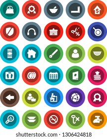 White Solid Icon Set- plates vector, pan, kettle, colander, cookbook, pasta, pen, university, corner ruler, student, medal, dollar growth, calendar, scales, no smoking, hook, protected, headphones