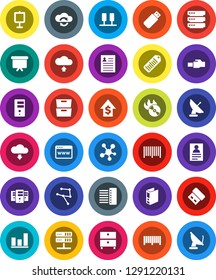 White Solid Icon Set- presentation vector, archive, personal information, graph, dollar growth, binder, board, barcode, music hit, social media, network, server, cloud exchange, big data, browser