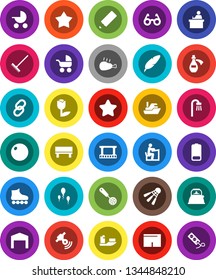 White Solid Icon Set- rake vector, kettle, skimmer, chicken leg, pen, pencil, glasses, student, fitball, shorts, roller Skates, shuttlecock, ship, tulip, film frame, satellitie, link, battery, sperm