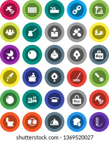 White Solid Icon Set- rake vector, toilet, skimmer, turk coffee, dish, student, fitball, satellite, ship, wood box, dry cargo, package, satellitie, link, group, dropper, disconnection, pool, mall