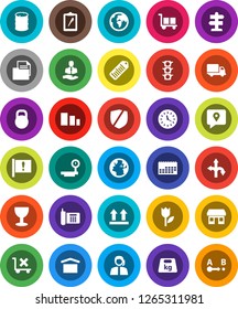 White Solid Icon Set- route vector, signpost, earth, attention, office, traffic light, phone, support, client, traking, delivery, clock, calendar, clipboard, document, glass, cargo, dry, top sign
