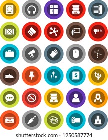 White Solid Icon Set- rubber glove vector, shining window, cleaner woman, double boiler, blackboard, case, telescope, constellation, annual report, snickers, molecule, no smoking, hoop, wood box