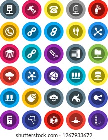 White Solid Icon Set- satellite vector, satellitie, social media, link, rca, connect, connection, network, server, disconnection, folder, cloud exchange, big data, hub, usb modem, upload, chain