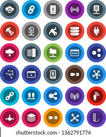 White Solid Icon Set- satellite vector, satellitie, social media, connect, network, server, folder, cloud exchange, big data, browser, hub, usb modem, share, download, chain, connection, document