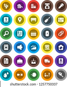 White Solid Icon Set- scales vector, oven, cake, personal information, magnifier, annual report, enegry drink, stairways run, office, delivery, receipt, consolidated cargo, route, microphone, jack