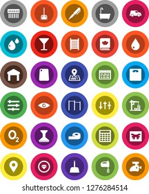 White Solid Icon Set- scoop vector, water drop, car fetlock, bath, washboard, cutting board, mixer, cookbook, pen, schedule, calculator, measuring, scales, horizontal bar, oxygen, navigator, glass