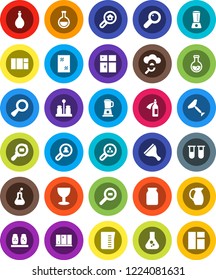 White Solid Icon Set- scraper vector, window cleaning, shining, oil, measuring cup, spices, jug, jar, flask, glass, cargo search, vial, magnifier, potion, cloud, estate, client, blender