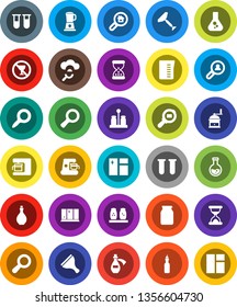 White Solid Icon Set- scraper vector, window cleaning, shining, oil, measuring cup, hand mill, spices, jar, magnifier, flask, no alcohol sign, cargo search, vial, sand clock, potion, cloud glass