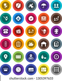 White Solid Icon Set- signpost vector, navigator, map pin, satellite, money, traffic light, phone, ship, clock, calendar, port, wood box, consolidated cargo, clipboard, document, umbrella, dry