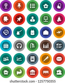 White Solid Icon Set- soap vector, shower, turk coffee, oven, backpack, pen, bell, exam, bank, graph, muscule hand, plane, phone 24, client, equalizer, video camera, headphones, thumbtack, mail, fan