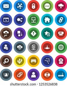 White Solid Icon Set- social media vector, connect, network, notebook, cloud glass, exchange, browser, home, favorites, bench, download, loading, mail, chain, globe, route arrow, document, lock
