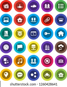 White Solid Icon Set- spices vector, notebook pc, music, flag, dollar, no fastfood, money, clock, dry cargo, top sign, pills, connect, server, network, cloud glass, browser, lan connector, share