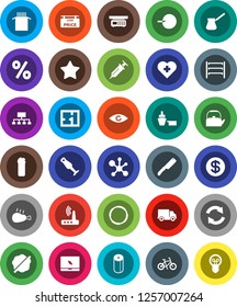White Solid Icon Set- splotch vector, cleaning agent, toilet paper, kettle, knife, turk coffee, blender, pasta, chicken leg, molecule, hierarchy, bike, heart cross, hoop, delivery, port, shelving