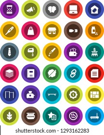 White Solid Icon Set- splotch vector, copybook, document, bank building, tie, pills vial, horizontal bar, boxing glove, skateboard, medal, cereals, office, consolidated cargo, notebook pc, link