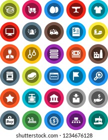 White Solid Icon Set- sponge vector, towel, cook press, oven, egg, flag, bank, dollar coin, investment, annual report, hierarchy, hoop, gymnast rings, money, ship, cargo, package, monitor, doctor