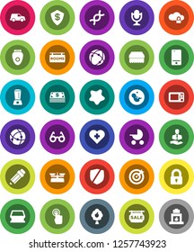 White Solid Icon Set- sponge vector, splotch, pencil, glasses, heart cross, client, car, protected, microphone, mobile phone, touchscreen, dna, pregnancy, connection, cloud lock, fruit tree, rooms