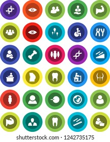 White Solid Icon Set- student vector, man, muscule hand, buttocks, stairways run, bone, client, group, disabled, eye, dna, pregnancy, insemination, chromosomes, sperm, tooth, login, consumer