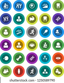 White Solid Icon Set- student vector, manager, man, muscule hand, stairways run, bone, client, group, eye, dna, insemination, chromosomes, sperm, ovule, tooth, user, login, consumer, customer