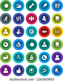 White Solid Icon Set- student vector, manager, man, muscule hand, buttocks, stairways run, bone, client, disabled, eye, pregnancy, insemination, chromosomes, sperm, ovule, tooth, user, login