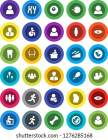 White Solid Icon Set- student vector, manager, man, buttocks, stairways run, bone, group, disabled, eye, pregnancy, insemination, chromosomes, sperm, ovule, tooth, user, login, consumer, customer