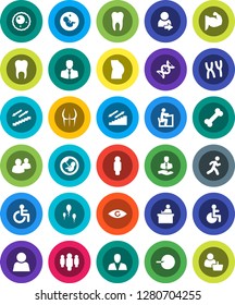 White Solid Icon Set- student vector, man, muscule hand, buttocks, stairways run, bone, client, group, disabled, eye, dna, pregnancy, insemination, chromosomes, sperm, ovule, tooth, user, login