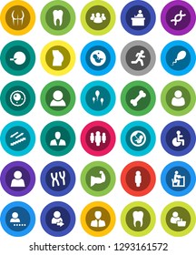 White Solid Icon Set- student vector, manager, man, muscule hand, buttocks, stairways run, bone, group, disabled, dna, pregnancy, insemination, chromosomes, sperm, ovule, tooth, user, login