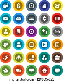 White Solid Icon Set- student vector, clipboard, manager, case, presentation board, cent sign, support, client, delivery, clock, group, play button, favorites, hierarchy, attachment, house, phone