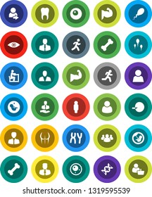 White Solid Icon Set- student vector, manager, man, muscule hand, buttocks, bone, run, client, group, eye, dna, pregnancy, insemination, chromosomes, sperm, ovule, tooth, user, login, consumer