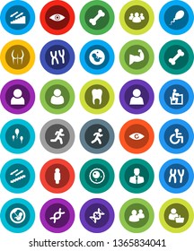 White Solid Icon Set- student vector, man, muscule hand, buttocks, stairways run, bone, client, group, disabled, eye, dna, pregnancy, chromosomes, sperm, ovule, tooth, user, customer