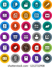 White Solid Icon Set- toilet paper vector, copybook, pen, schedule, certificate, document, constellation, exam, cash, annual report, receipt, binder, fitness mat, clipboard, newspaper, thumbtack