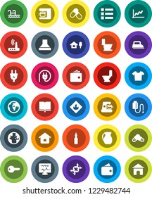 White Solid Icon Set- toilet vector, jug, oil, book, world, graph, wallet, pills, earth, flammable, dna, diagnostic monitor, drop counter, router, chalet, pool, key, home, clothes, menu, power plug