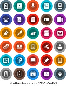 White Solid Icon Set- toilet paper vector, book, pen, clipboard, pin, certificate, document, dollar calendar, fitness mat, money, receipt, newspaper, thumbtack, network, attachment, plan, gift