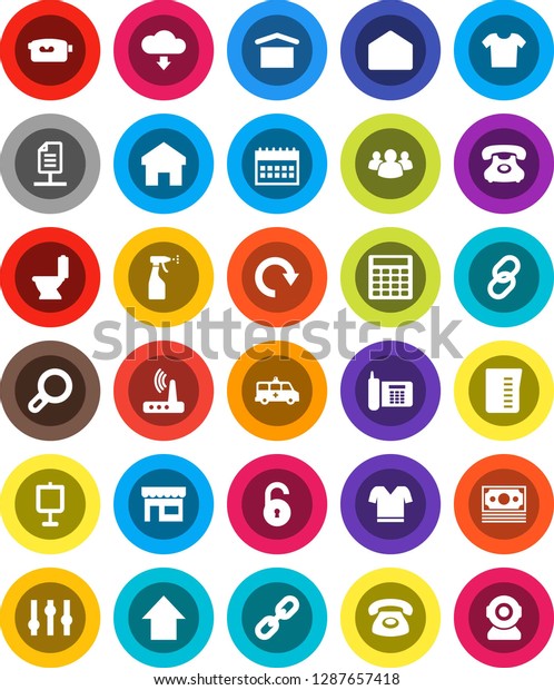 White Solid Icon Set- toilet vector,\
sprayer, measuring cup, presentation, calculator, arrow up,\
calendar, t shirt, money, phone, dry cargo, settings, video camera,\
link, group, mail, amkbulance\
car