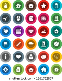 White Solid Icon Set- towel vector, splotch, plates, toilet paper, book, ruler, flag, tie, buttocks, heart cross, package, flammable, scissors, cloud network, home, house, mountain, apartments, love