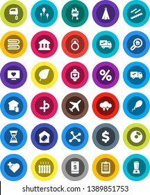 White Solid Icon Set- towel vector, mixer, bbq, leaf, bank, pie graph, sand clock, dollar sign, clipboard, heart monitor, stairways run, cross, route, plane, sperm, network, cloud exchange, heating