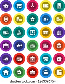 White Solid Icon Set- university vector, school building, drawing compass, bank, stadium, dry cargo, hospital, home, cottage, chalet, barn, plan, apartments, office, love, store, mall, window